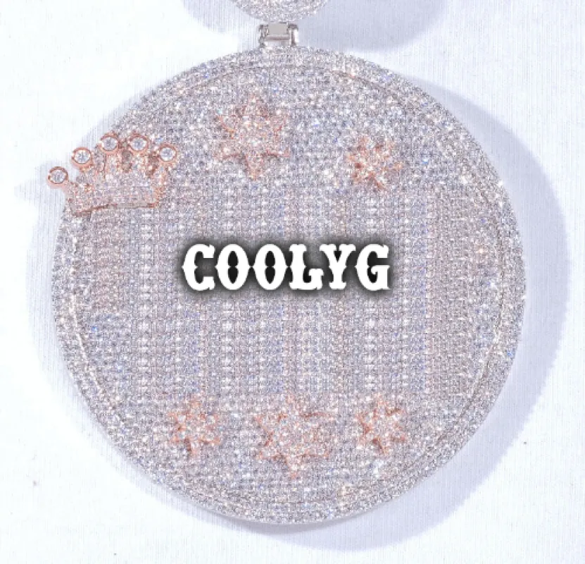 CUSTOM LETTER NECKLACE 3D BIG CROWN DISC sold by The GUU Shop