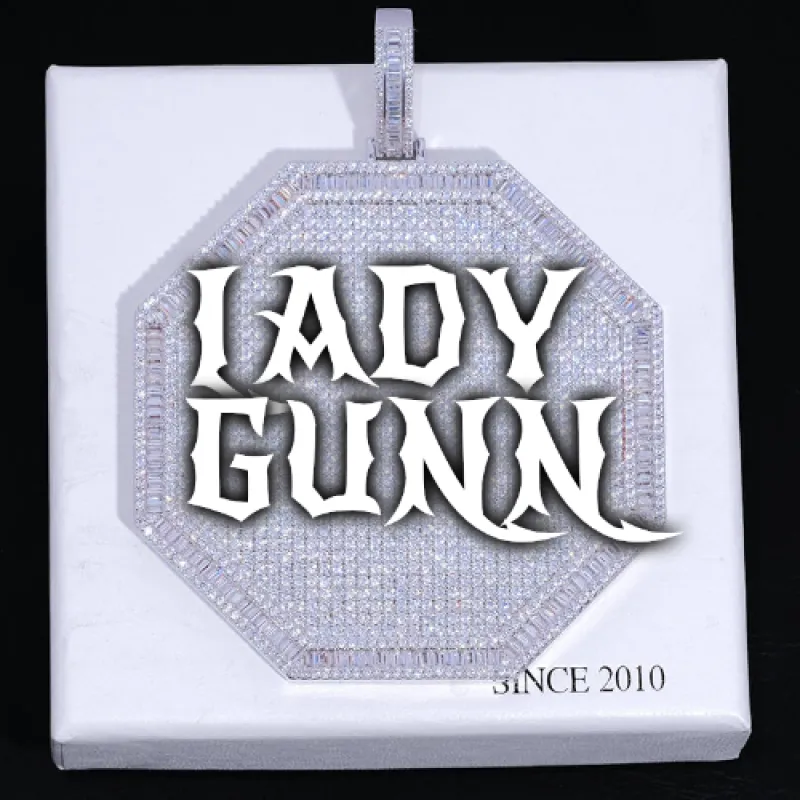 CUSTOM LETTER NECKLACE 3D BIG OCTAGON sold by The GUU Shop