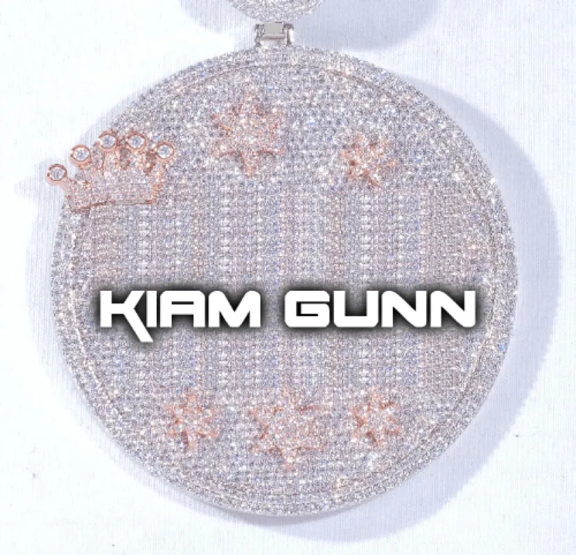 CUSTOM LETTER NECKLACE 3D BIG CROWN DISC sold by The GUU Shop