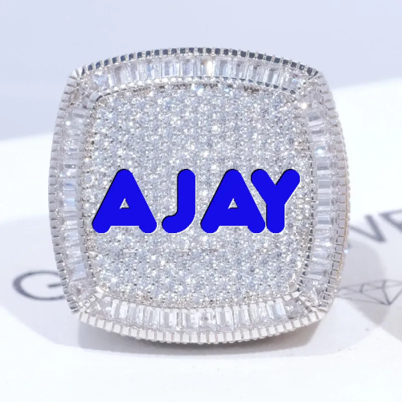 CUSTOM LETTER 3D ICED RING sold by The GUU Shop