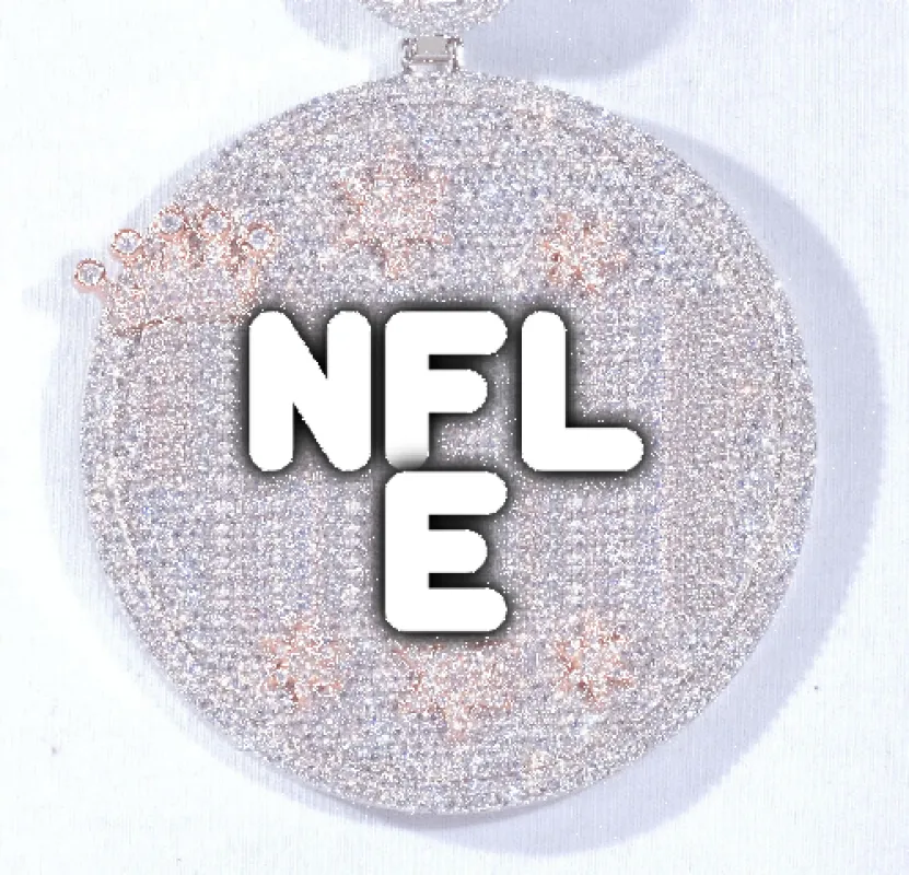 CUSTOM LETTER NECKLACE 3D BIG CROWN DISC sold by The GUU Shop