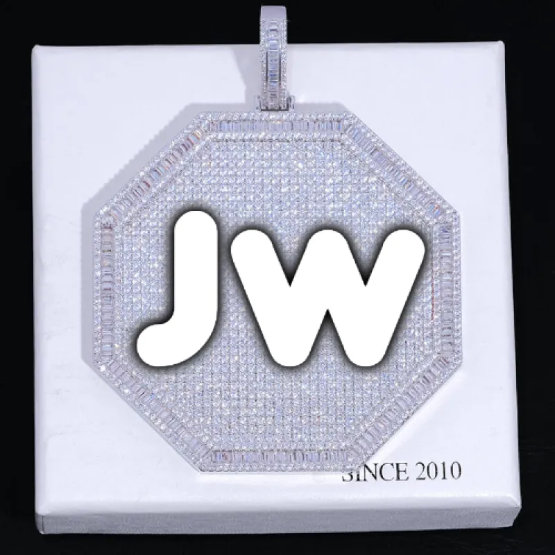 CUSTOM LETTER NECKLACE 3D BIG OCTAGON sold by The GUU Shop