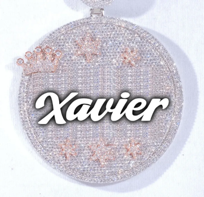 CUSTOM LETTER NECKLACE 3D BIG CROWN DISC sold by The GUU Shop