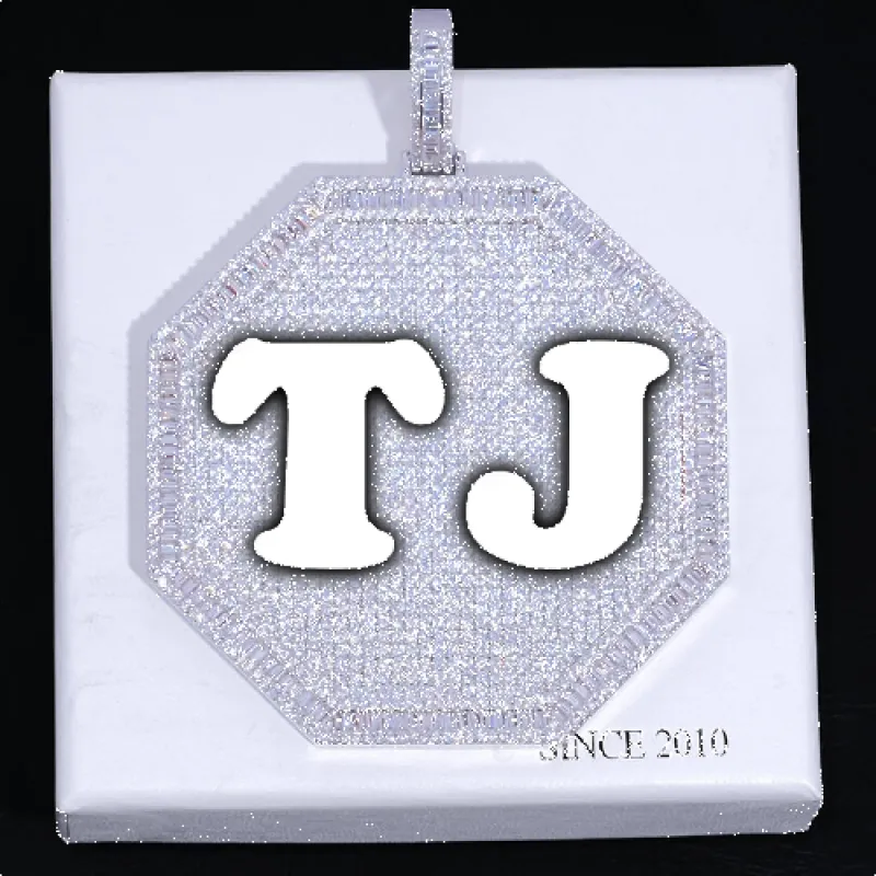 CUSTOM LETTER NECKLACE 3D BIG OCTAGON sold by The GUU Shop