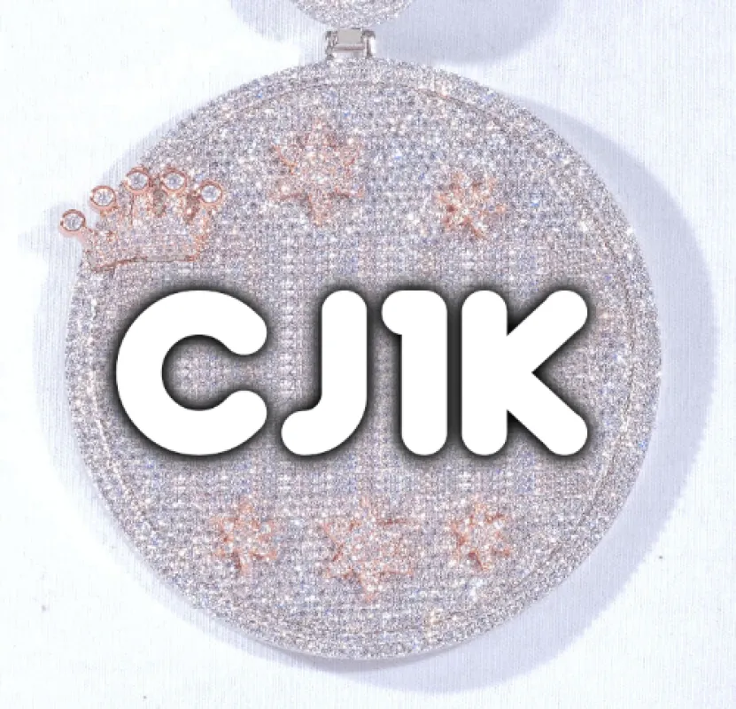 CUSTOM LETTER NECKLACE 3D BIG CROWN DISC sold by The GUU Shop