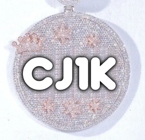 CUSTOM LETTER NECKLACE 3D BIG CROWN DISC sold by The GUU Shop