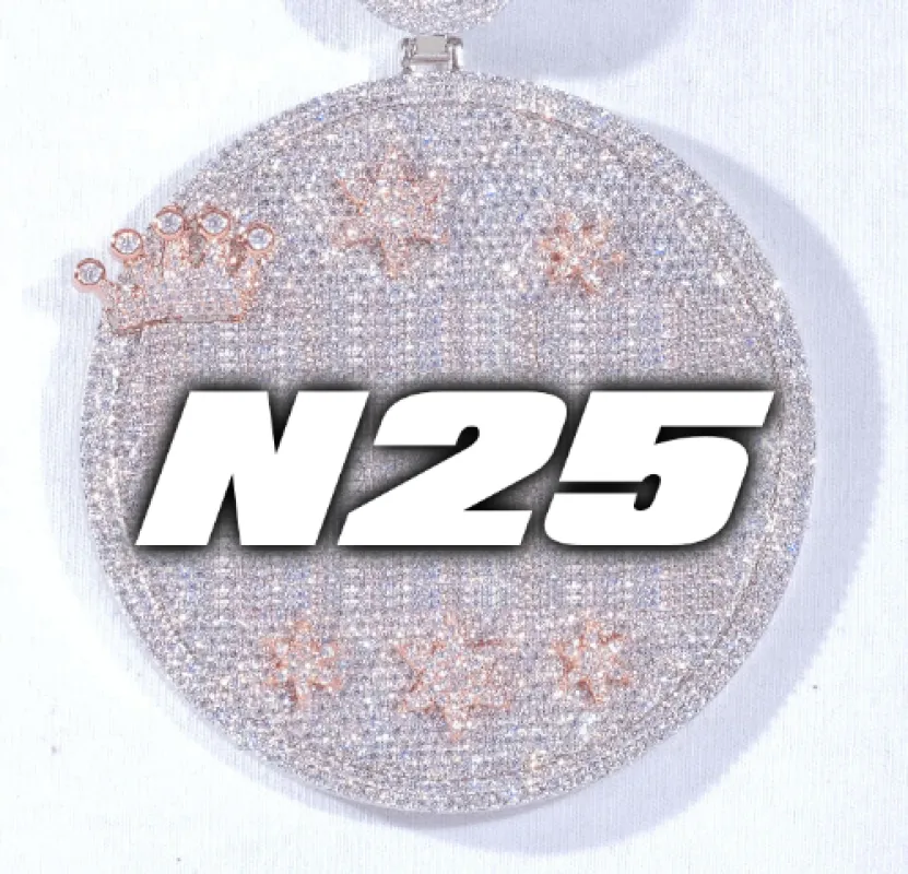 CUSTOM LETTER NECKLACE 3D BIG CROWN DISC sold by The GUU Shop