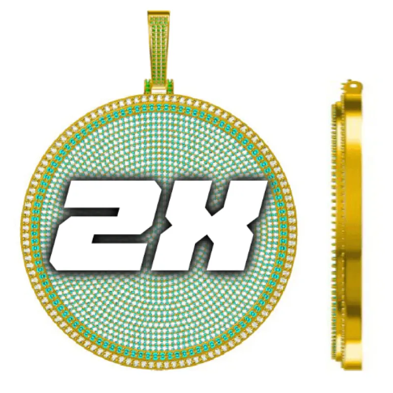 CUSTOM LETTER NECKLACE 3D BIG DISC sold by The GUU Shop