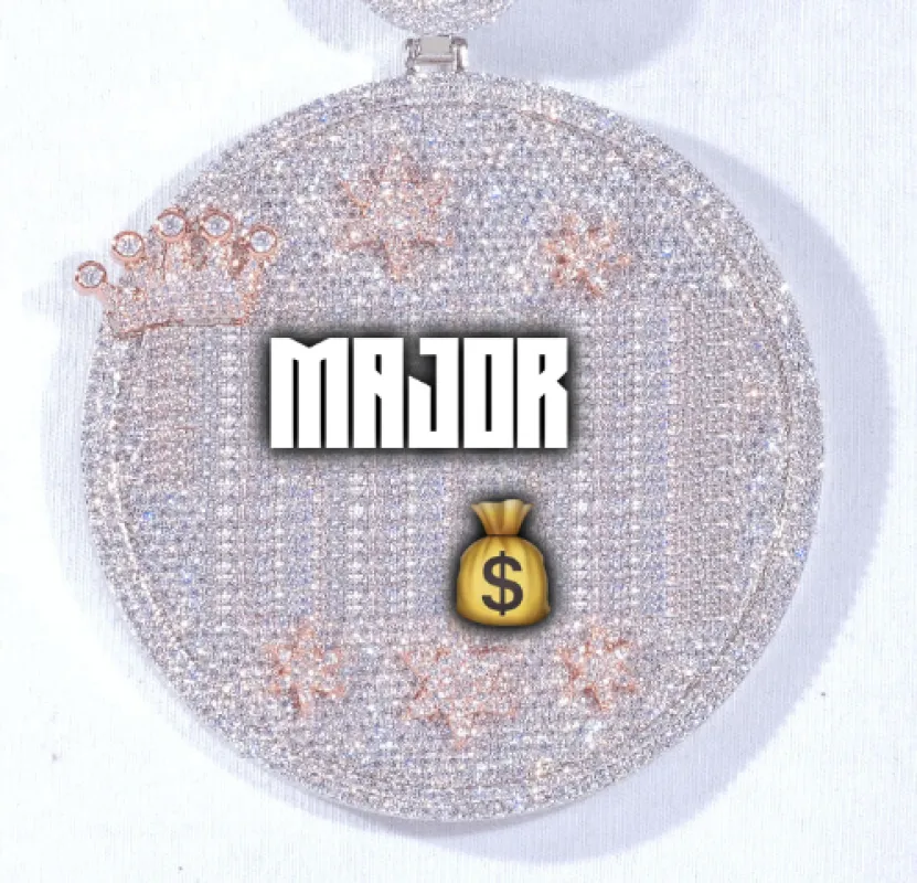 CUSTOM LETTER NECKLACE 3D BIG CROWN DISC sold by The GUU Shop