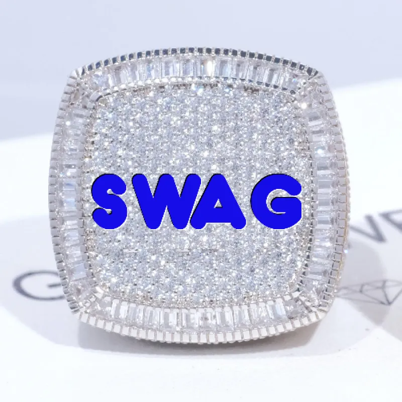 CUSTOM LETTER 3D ICED RING sold by The GUU Shop