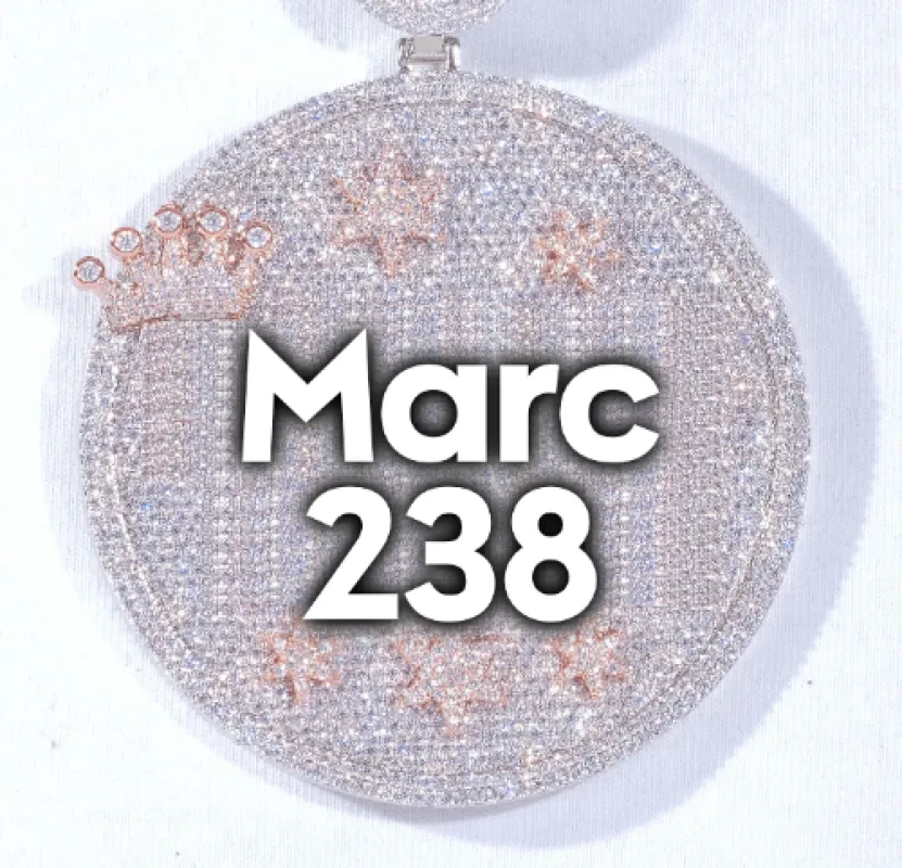 CUSTOM LETTER NECKLACE 3D BIG CROWN DISC sold by The GUU Shop