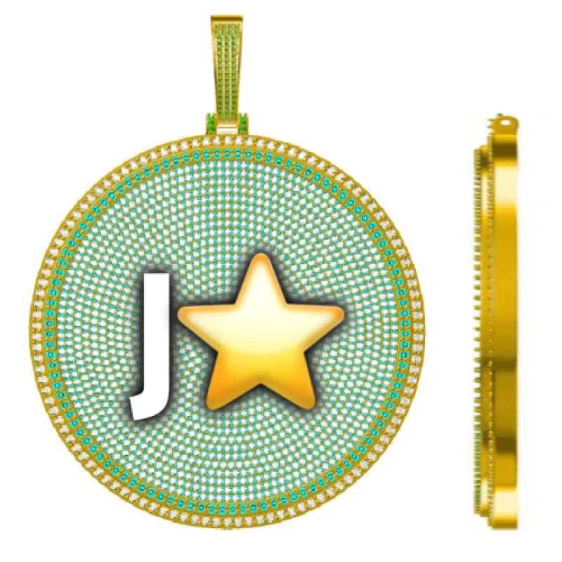 CUSTOM LETTER NECKLACE 3D BIG DISC sold by The GUU Shop