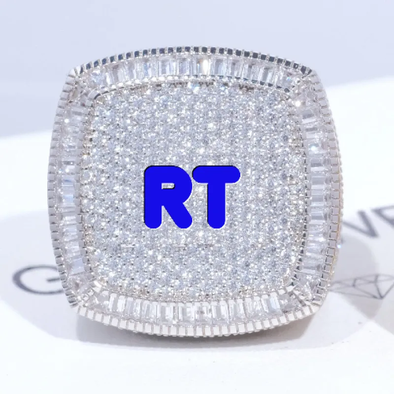 CUSTOM LETTER 3D ICED RING sold by The GUU Shop