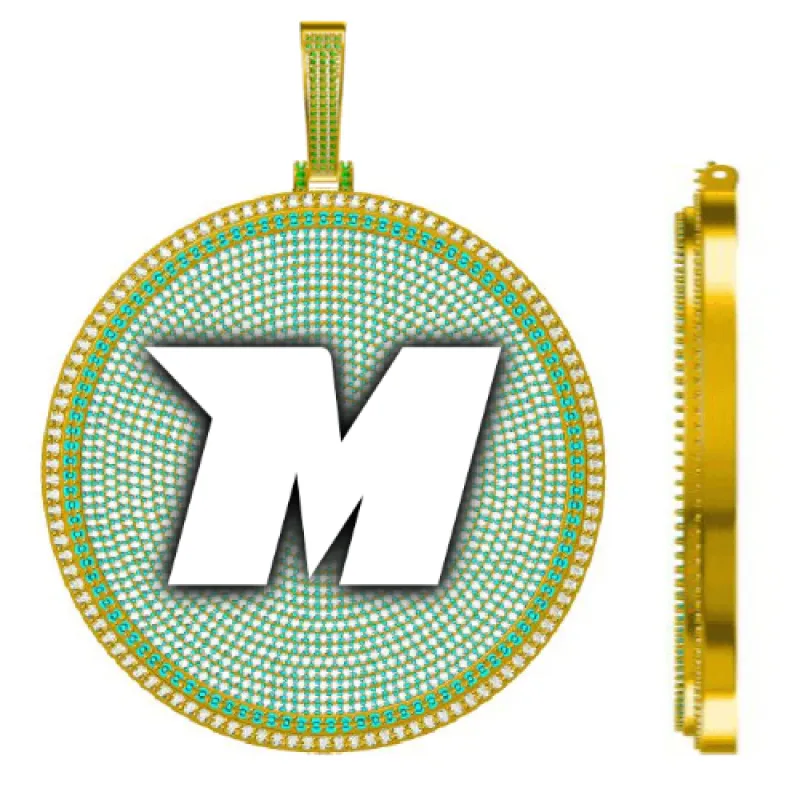 CUSTOM LETTER NECKLACE 3D BIG DISC sold by The GUU Shop