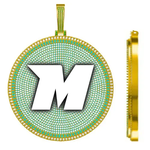 CUSTOM LETTER NECKLACE 3D BIG DISC sold by The GUU Shop