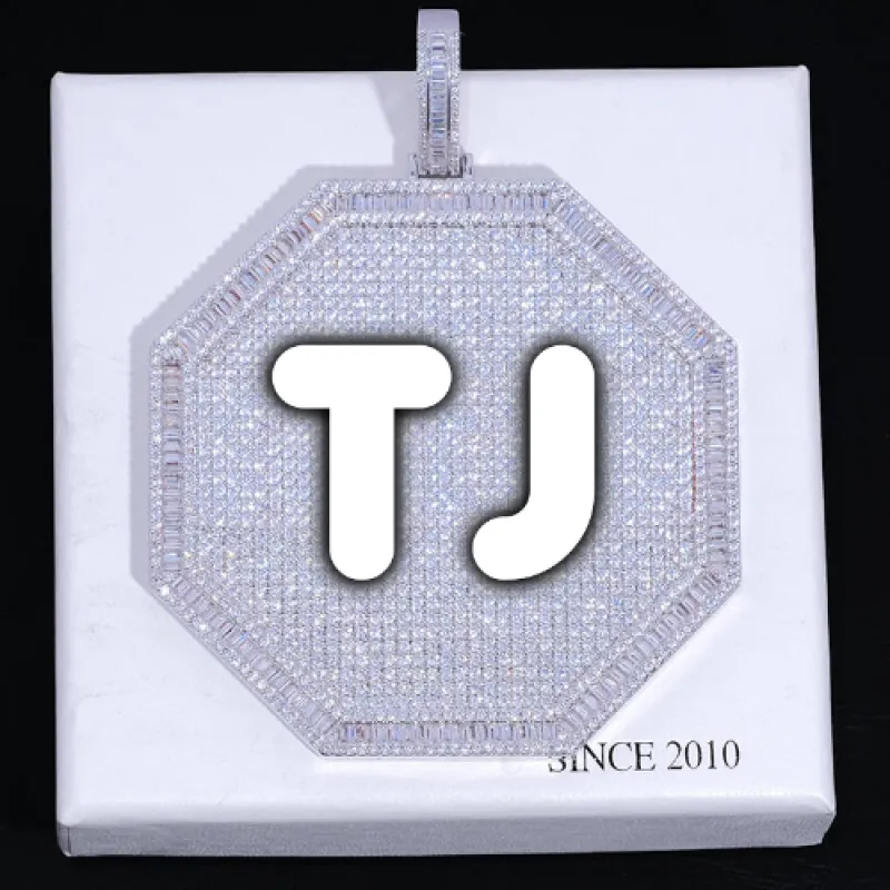 CUSTOM LETTER NECKLACE 3D BIG OCTAGON sold by The GUU Shop
