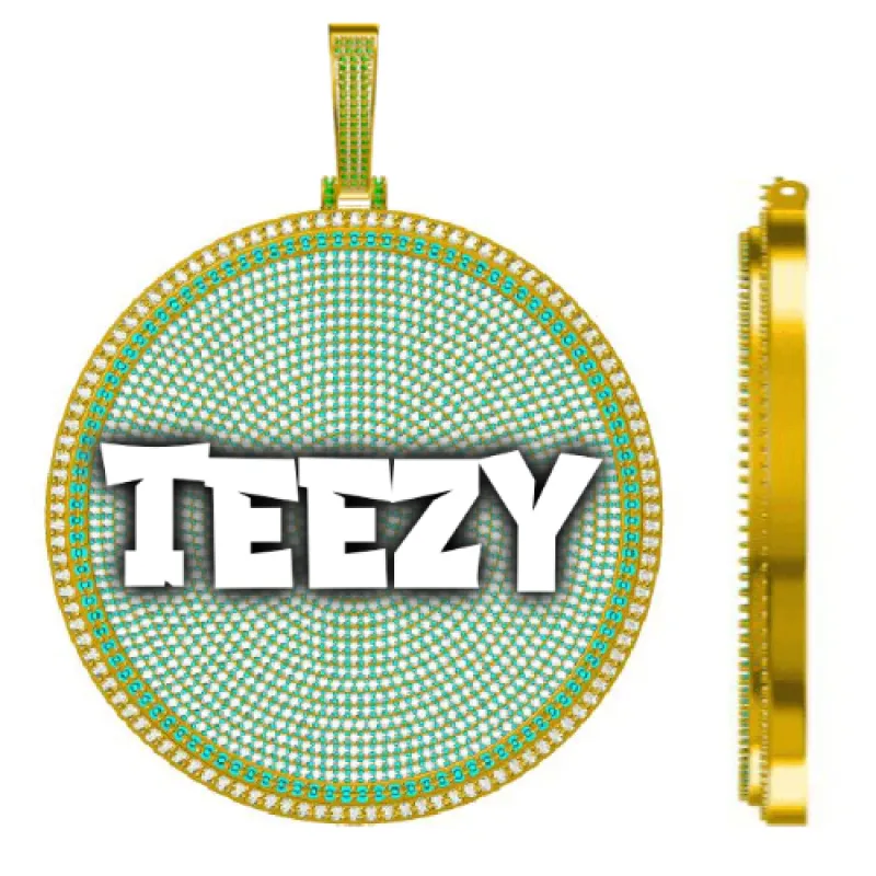 CUSTOM LETTER NECKLACE 3D BIG DISC sold by The GUU Shop