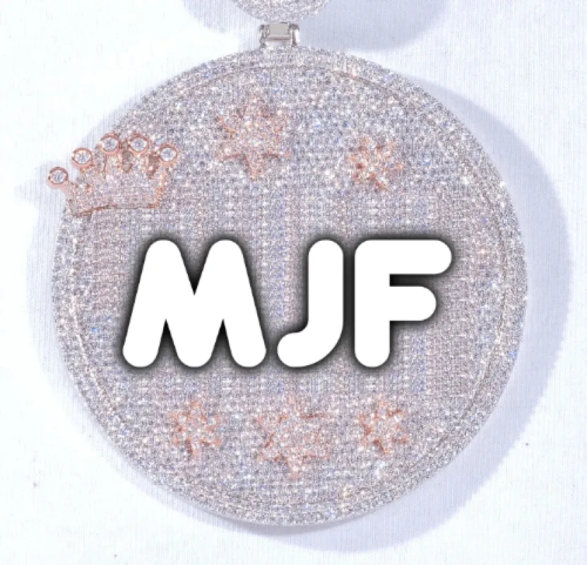 CUSTOM LETTER NECKLACE 3D BIG CROWN DISC sold by The GUU Shop