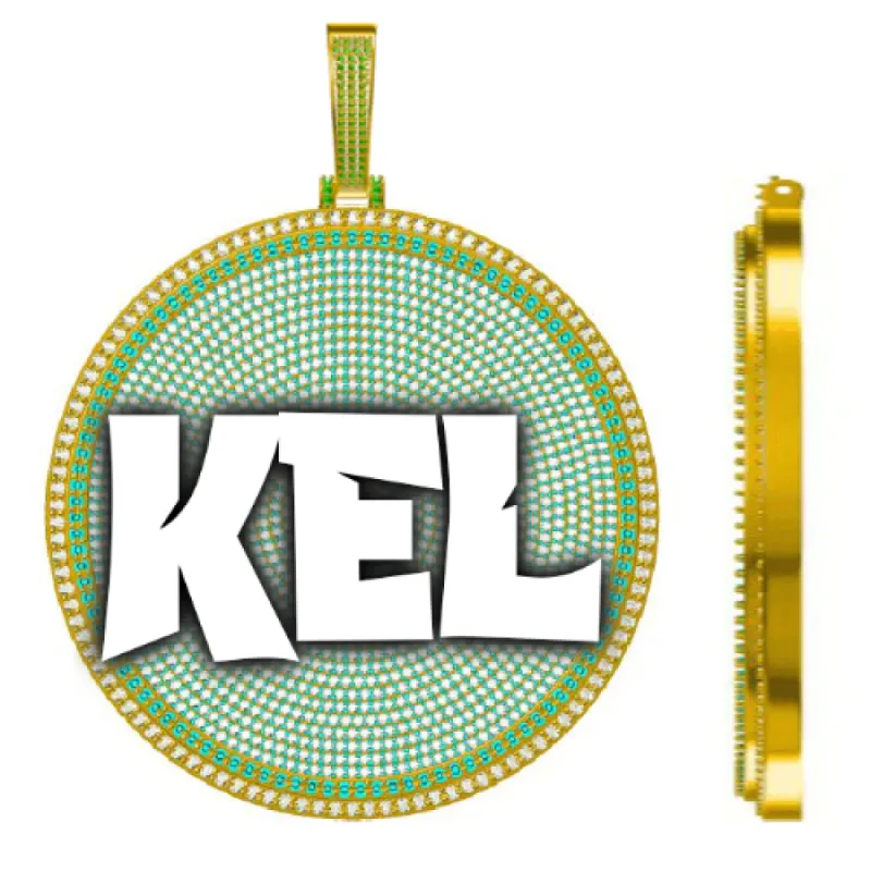 CUSTOM LETTER NECKLACE 3D BIG DISC sold by The GUU Shop