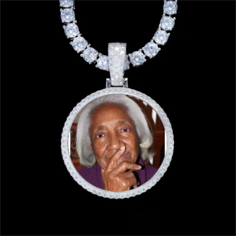 925S & VVS Moissanite 3D Circle Custom Picture Pendant sold by The GUU Shop