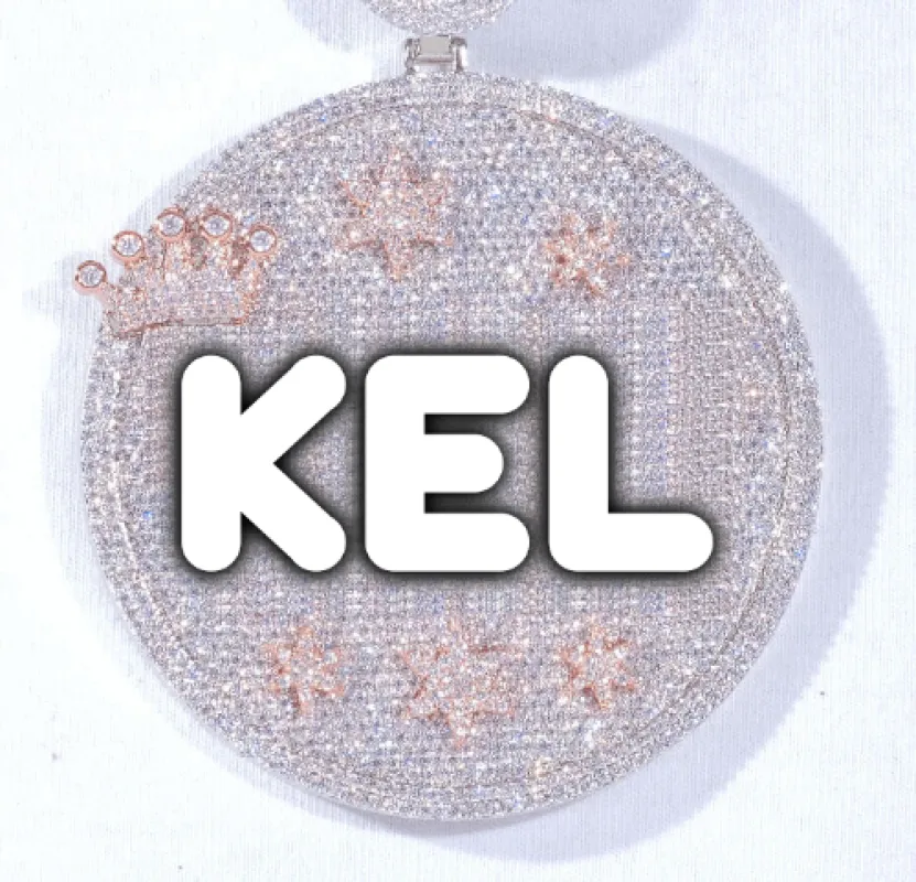 CUSTOM LETTER NECKLACE 3D BIG CROWN DISC sold by The GUU Shop