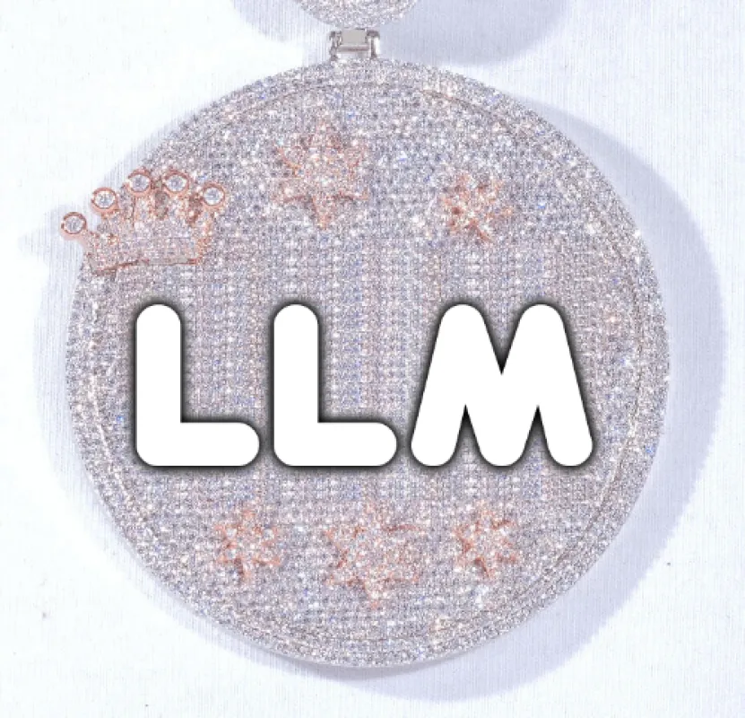 CUSTOM LETTER NECKLACE 3D BIG CROWN DISC sold by The GUU Shop