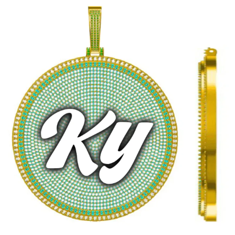 CUSTOM LETTER NECKLACE 3D BIG DISC sold by The GUU Shop