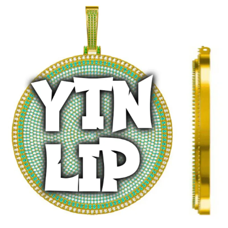 CUSTOM LETTER NECKLACE 3D BIG DISC sold by The GUU Shop