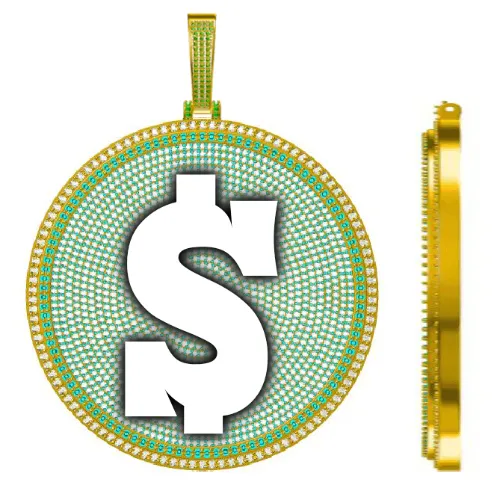 CUSTOM LETTER NECKLACE 3D BIG DISC sold by The GUU Shop