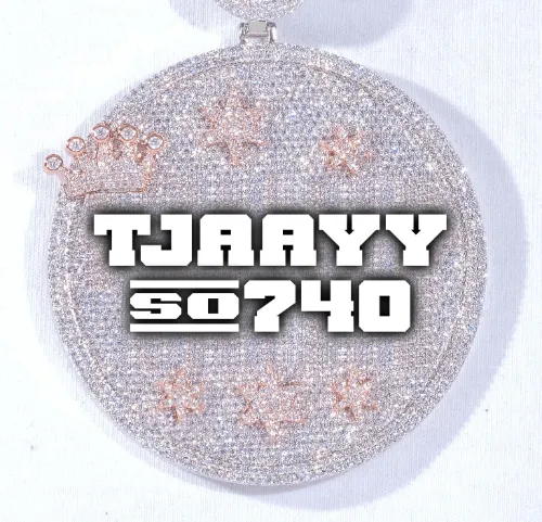 CUSTOM LETTER NECKLACE 3D BIG CROWN DISC sold by The GUU Shop