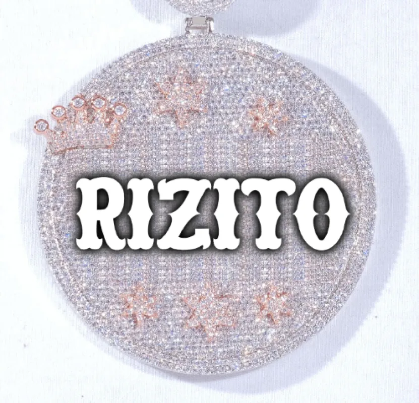 CUSTOM LETTER NECKLACE 3D BIG CROWN DISC sold by The GUU Shop