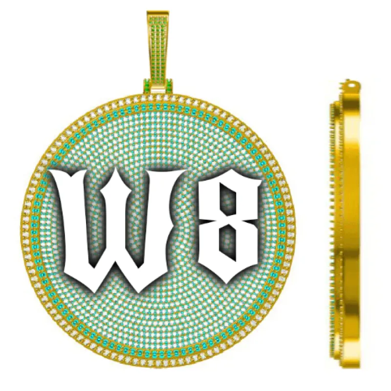 CUSTOM LETTER NECKLACE 3D BIG DISC sold by The GUU Shop