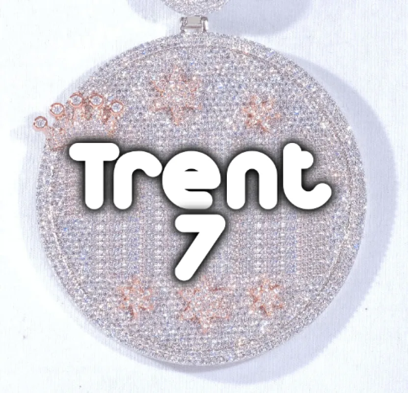 CUSTOM LETTER NECKLACE 3D BIG CROWN DISC sold by The GUU Shop