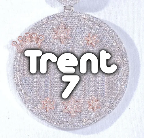 CUSTOM LETTER NECKLACE 3D BIG CROWN DISC sold by The GUU Shop