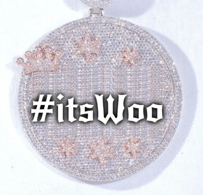 CUSTOM LETTER NECKLACE 3D BIG CROWN DISC sold by The GUU Shop