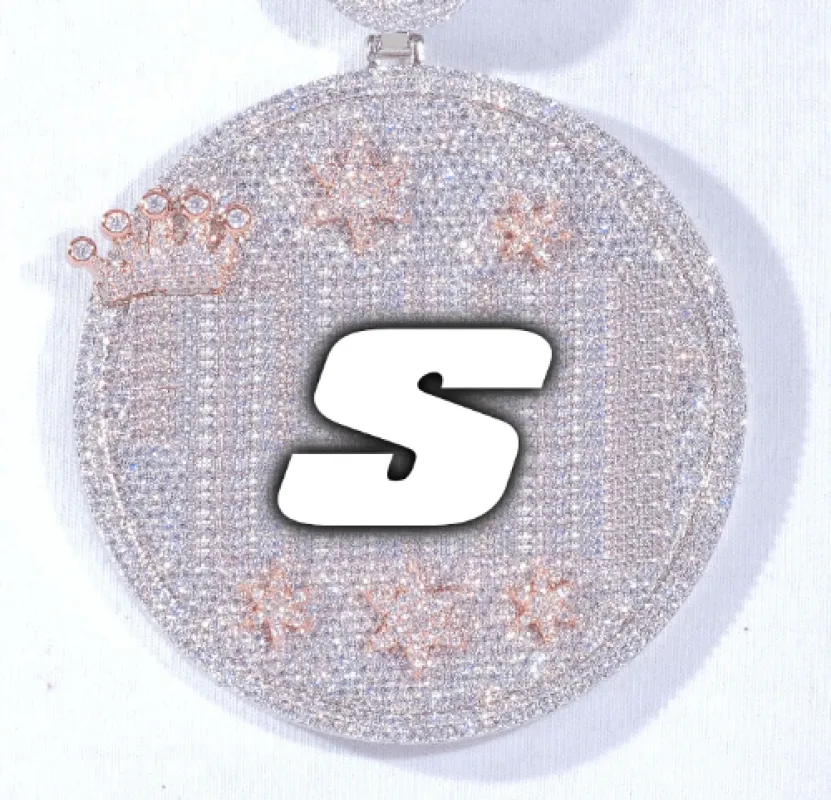 CUSTOM LETTER NECKLACE 3D BIG CROWN DISC made by The GUU Shop