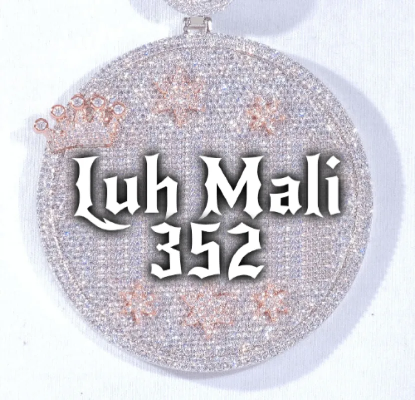CUSTOM LETTER NECKLACE 3D BIG CROWN DISC sold by The GUU Shop