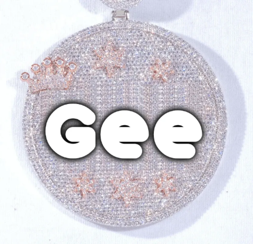 CUSTOM LETTER NECKLACE 3D BIG CROWN DISC sold by The GUU Shop