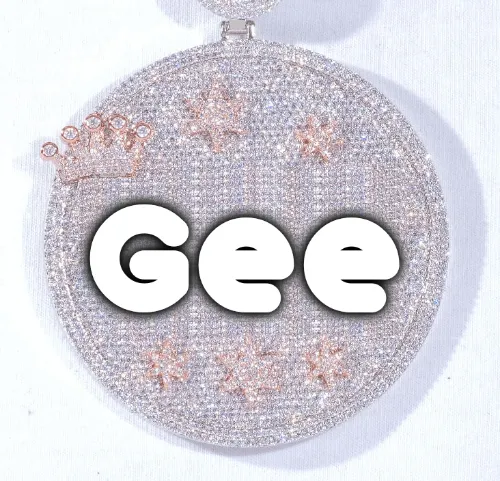 CUSTOM LETTER NECKLACE 3D BIG CROWN DISC sold by The GUU Shop