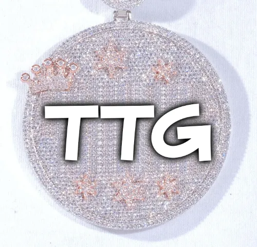 CUSTOM LETTER NECKLACE 3D BIG CROWN DISC sold by The GUU Shop