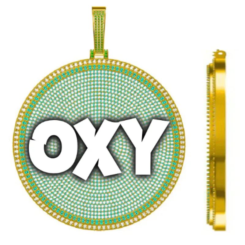 CUSTOM LETTER NECKLACE 3D BIG DISC sold by The GUU Shop