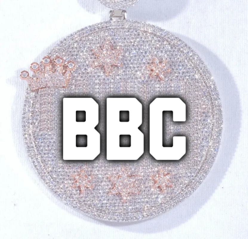 CUSTOM LETTER NECKLACE 3D BIG CROWN DISC sold by The GUU Shop