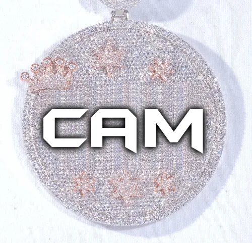 CUSTOM LETTER NECKLACE 3D BIG CROWN DISC sold by The GUU Shop