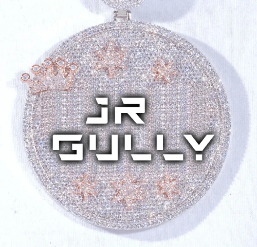 CUSTOM LETTER NECKLACE 3D BIG CROWN DISC sold by The GUU Shop