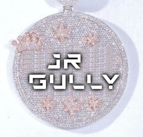 CUSTOM LETTER NECKLACE 3D BIG CROWN DISC sold by The GUU Shop