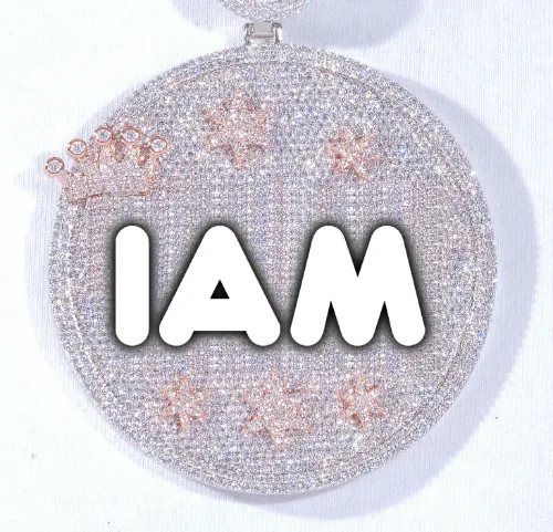 CUSTOM LETTER NECKLACE 3D BIG CROWN DISC sold by The GUU Shop