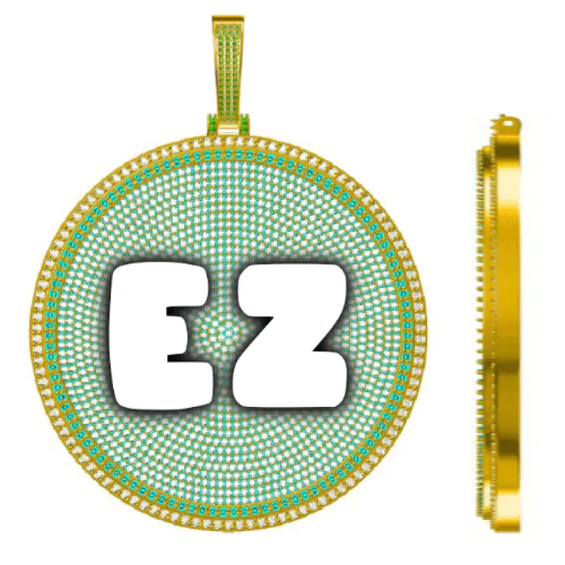 CUSTOM LETTER NECKLACE 3D BIG DISC sold by The GUU Shop