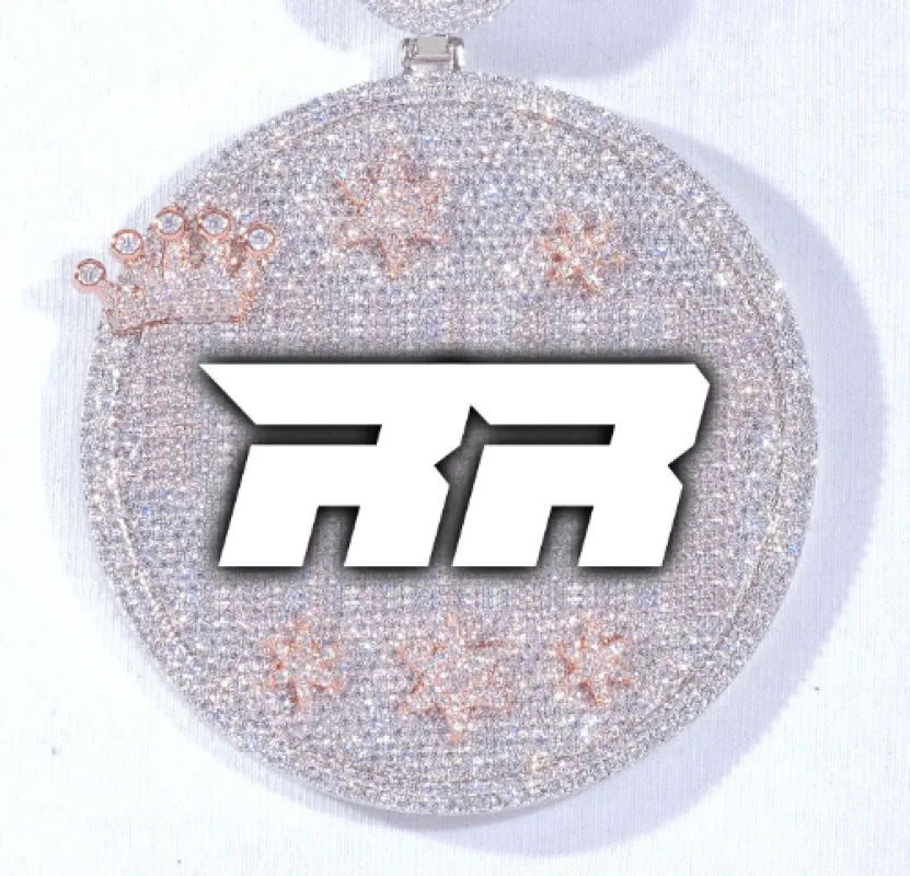 CUSTOM LETTER NECKLACE 3D BIG CROWN DISC sold by The GUU Shop