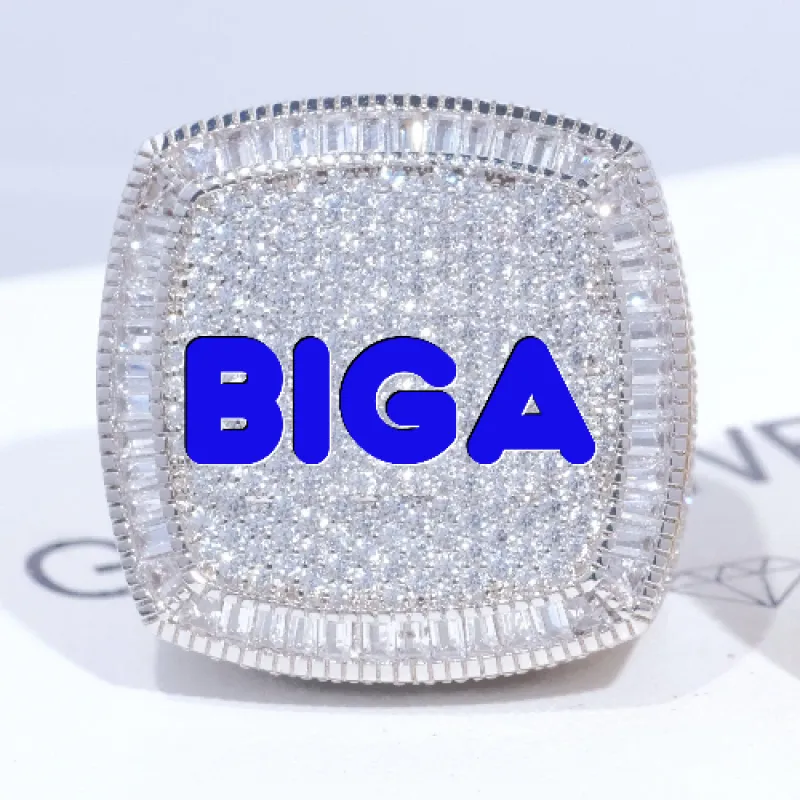 CUSTOM LETTER 3D ICED RING sold by The GUU Shop