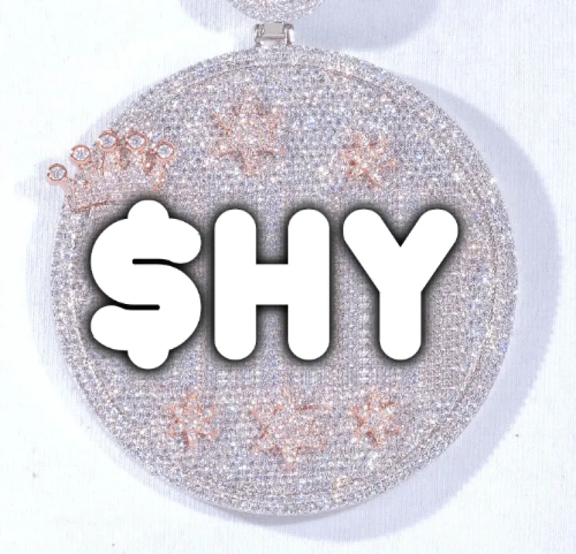 CUSTOM LETTER NECKLACE 3D BIG CROWN DISC sold by The GUU Shop